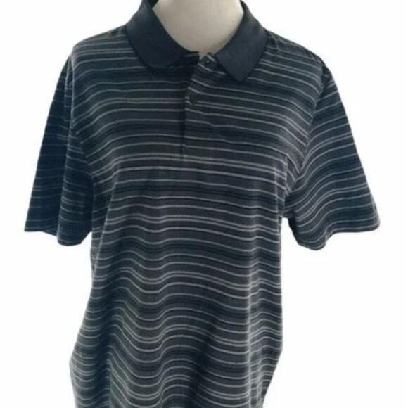 Perry Ellis Polo Mens Charcoal Gray Striped Short Sleeves Shirt Size Extra Large - Picture 3 of 7